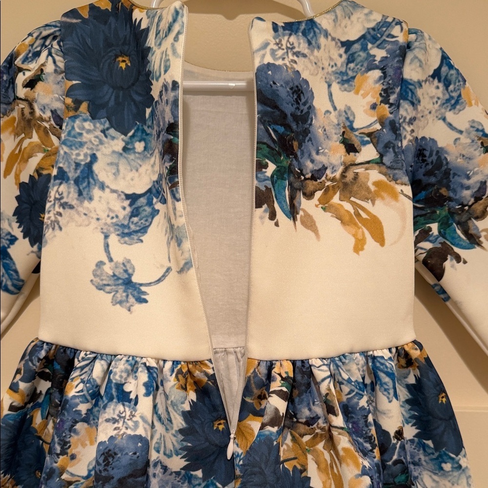 Patachou Girls Blue Floral Party Dress 5T Made in Portugal - Picture 6 of 8